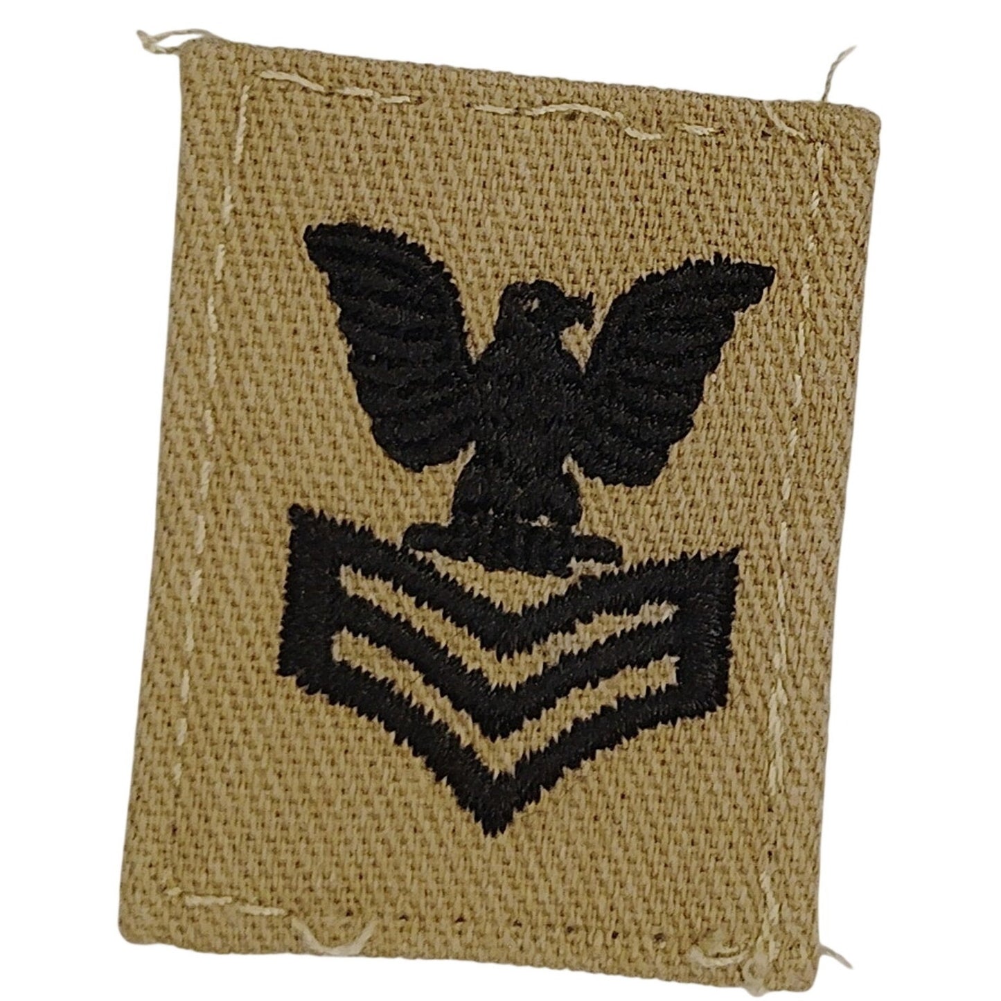 US Navy PO1 Petty Officer 1st Class E-6 Rank Tab Desert Tan Khaki Patch Sew On