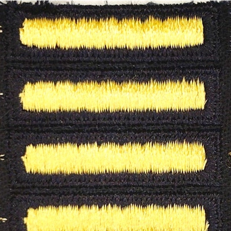 US Army Overseas Service Bar 6‑Bar (3 Yr) Gold on Blue OSB Patch 2‑1/2" × 1‑3/4"