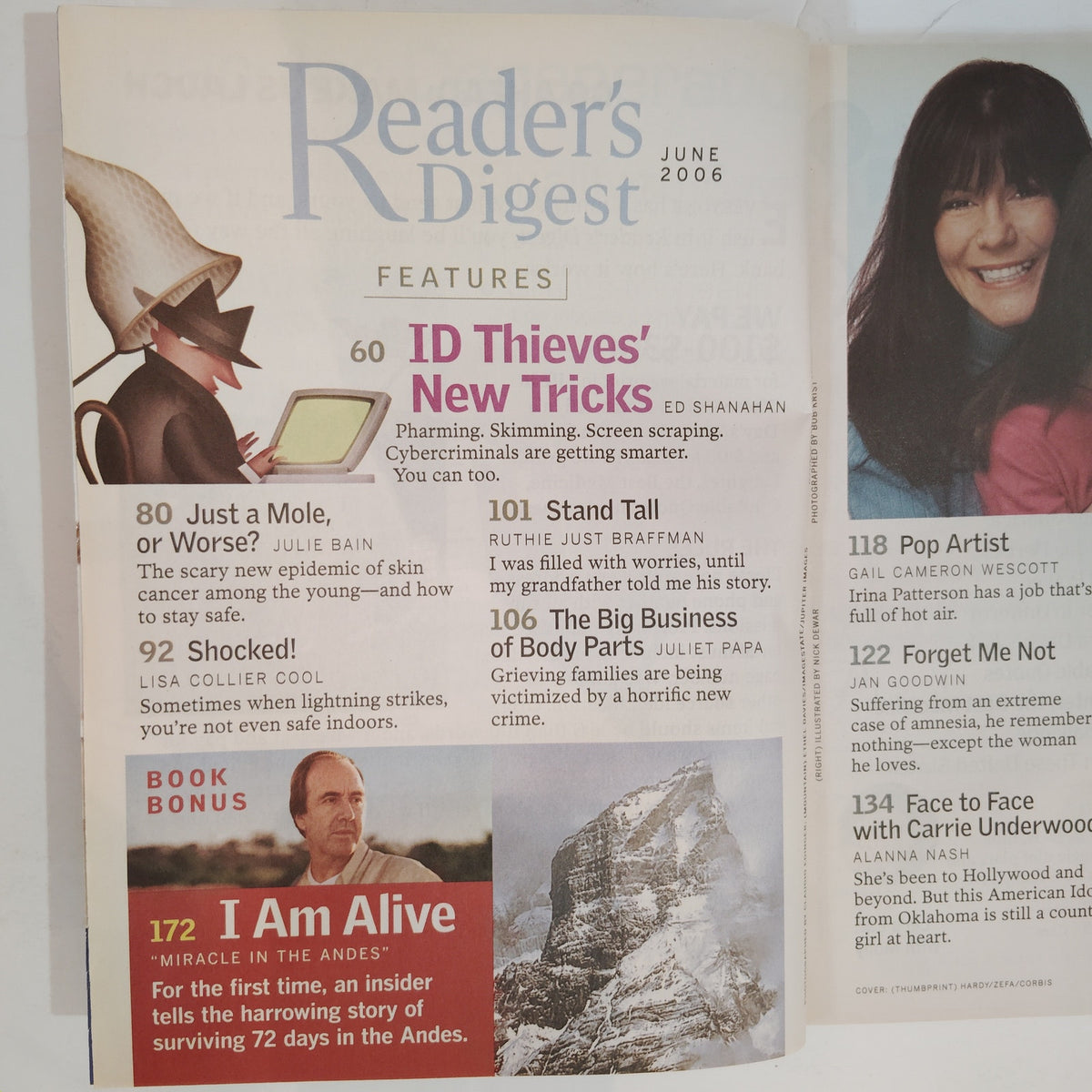 Reader's Digest Large Print June 2006 ID Thieves' New Tricks, Carrie Underwood