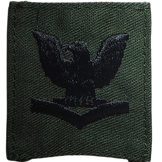 Pre-1989 USN Cap Device Subdued Embroidered E-4 ODG Sew-On 2"x1.75"