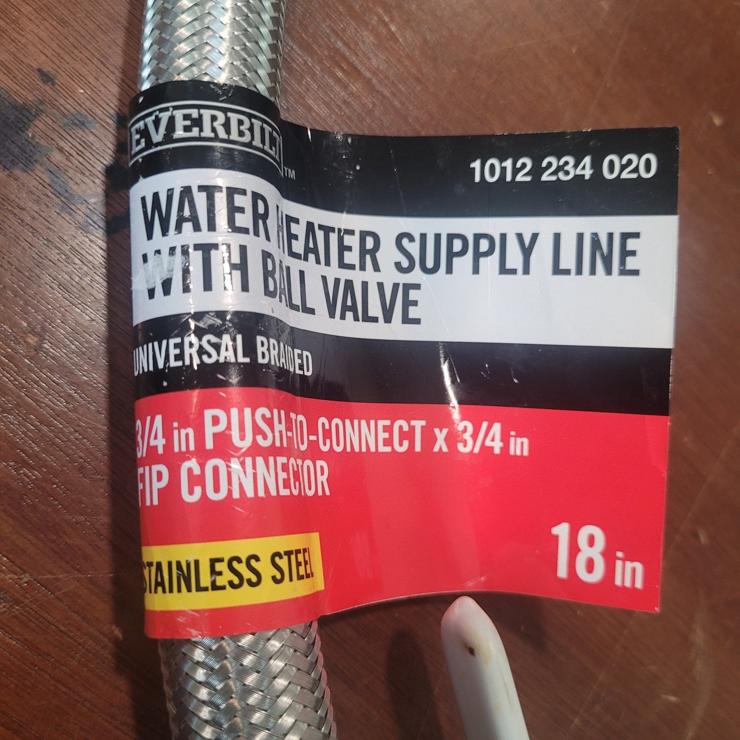 3/4" PTC × 3/4" FIP × 18" Braided Stainless Water Heater Connector w/ Ball Valve