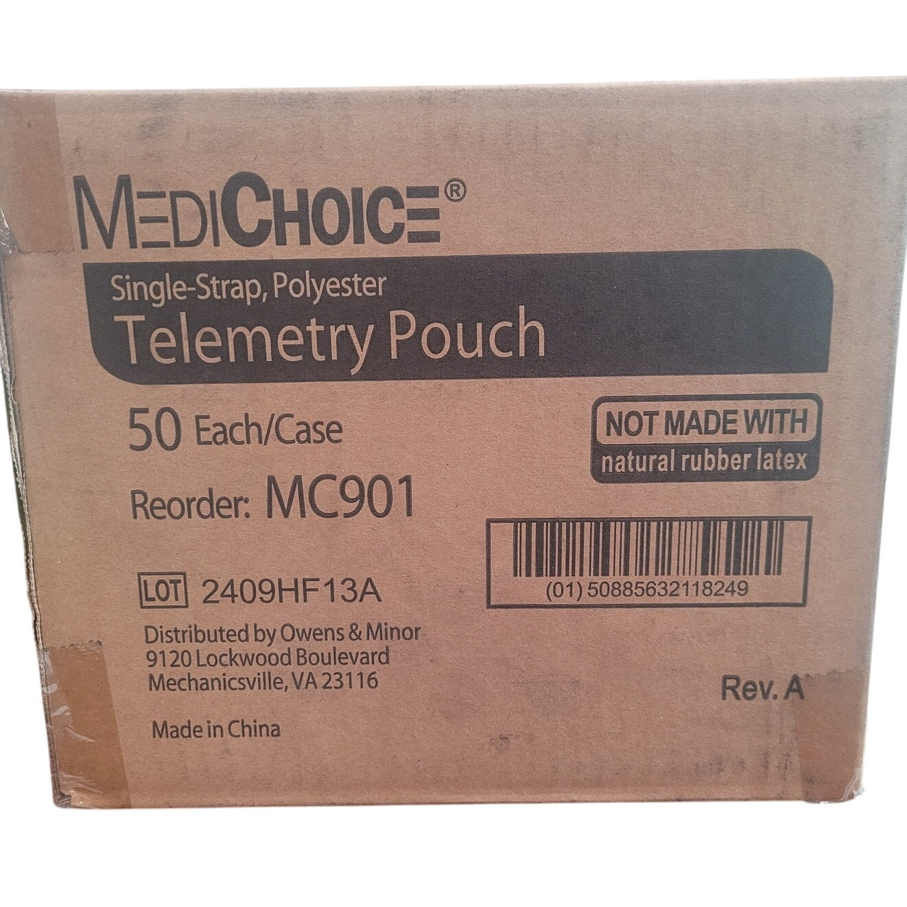 Box/50 Telemetry Pouches, Non-Woven, Hook & Loop Closure, Neck Strap, 6" × 9.25"