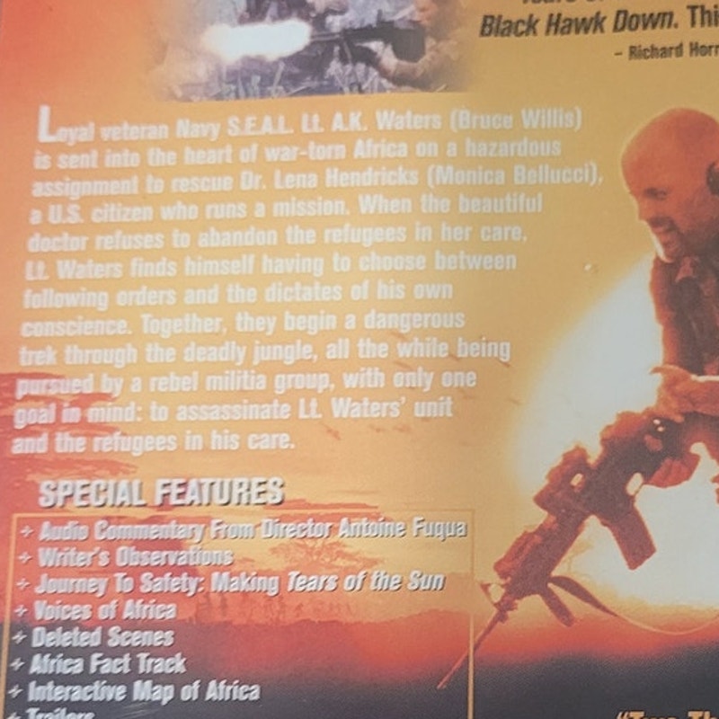 Tears of the Sun DVD 2003 Special Edition – Bruce Willis Action Drama