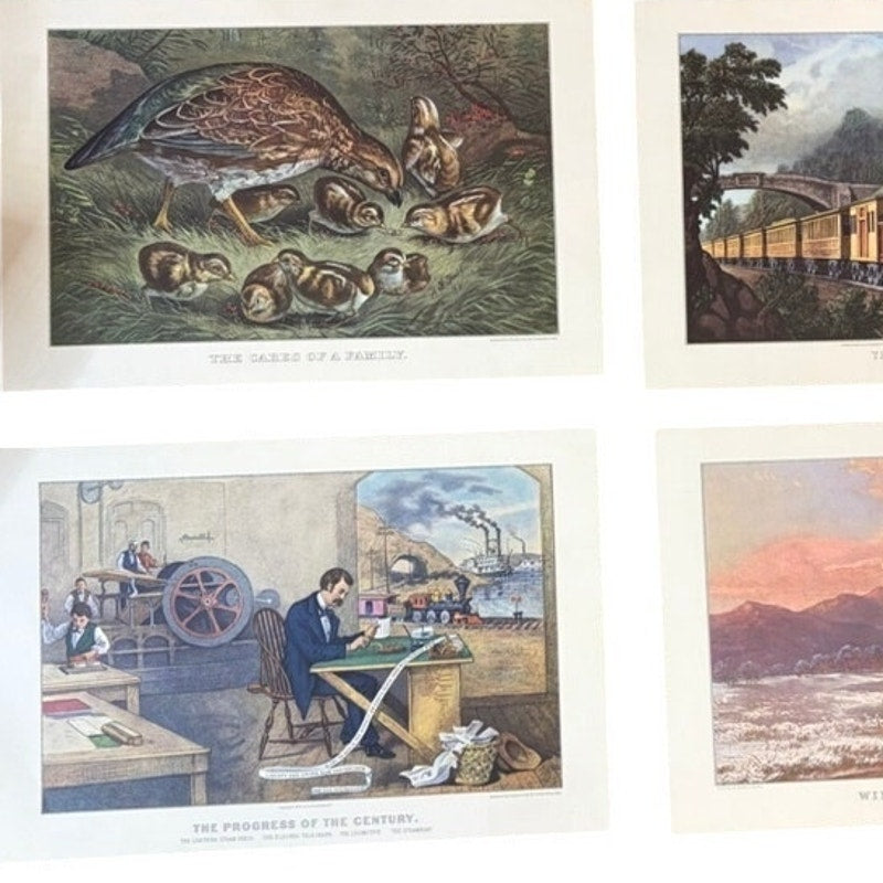 1961 The Travelers Insurance Currier & Ives Calendar - Frameable Illustrations