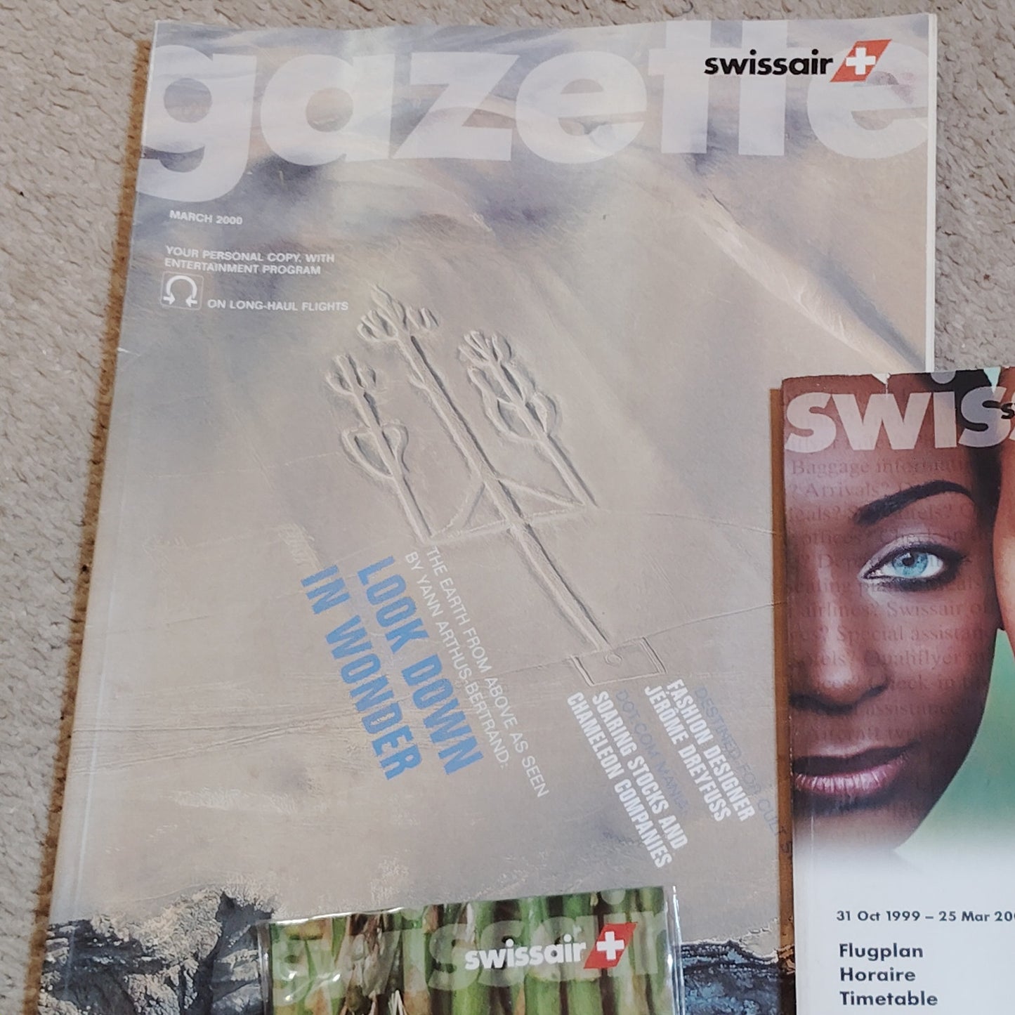 Swissair Inflight Ephemera Lot 1999–2000 Magazines Timetable Amenity Kits