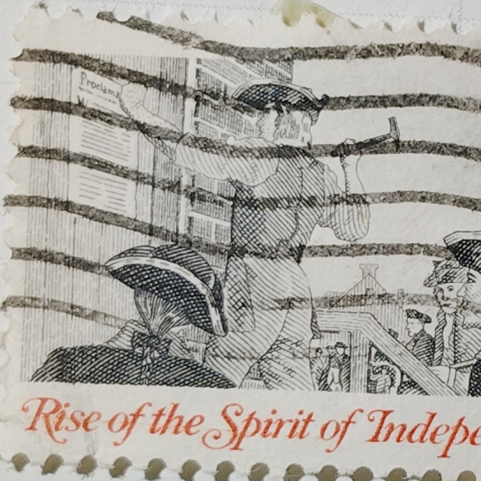 1973 US Postage Stamp Scott #1477 8c Spirit of Independence Broadside Used