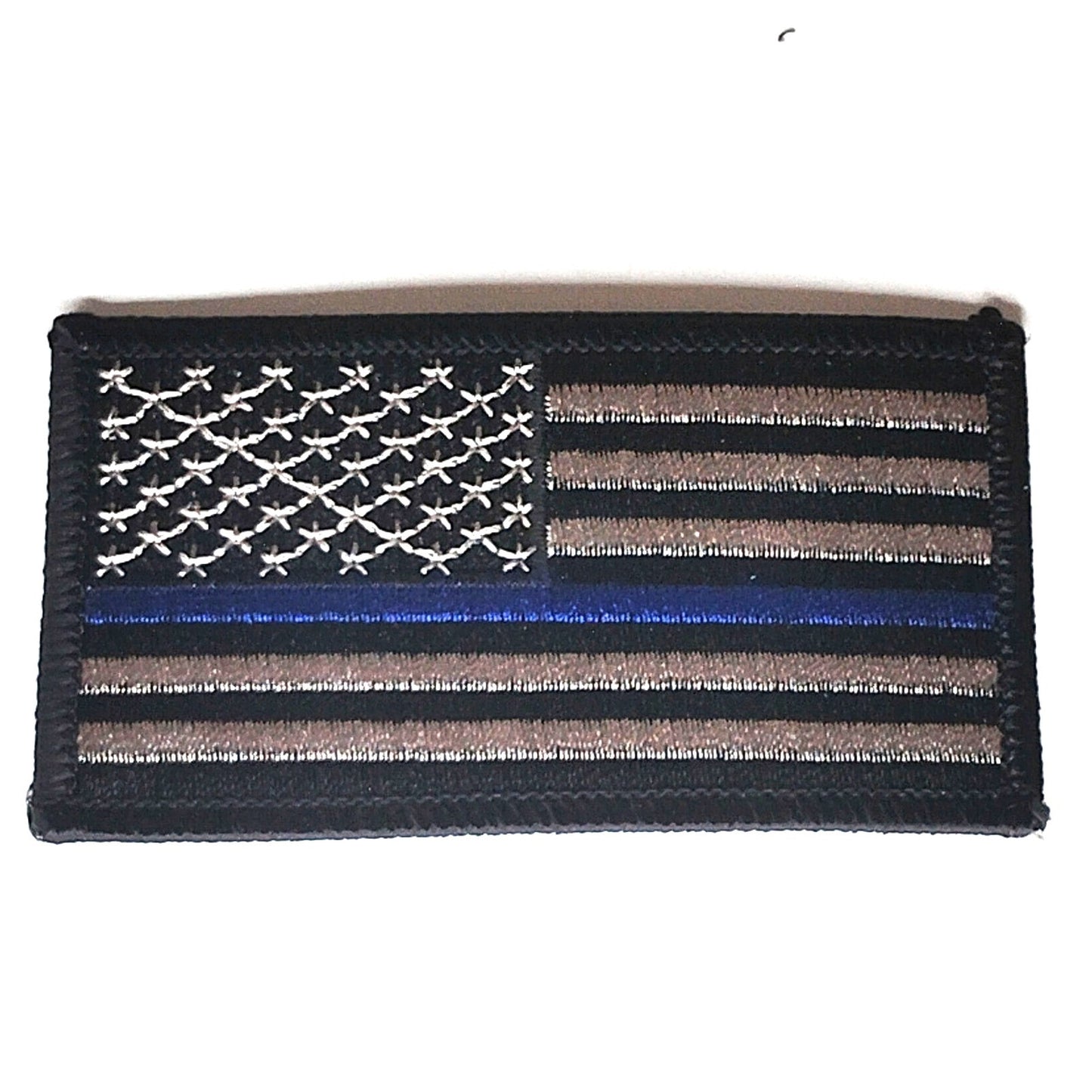 Thin Blue Line US Flag Patch Law Enforcement Support Sew-On 3-3/8" x 1-7/8"