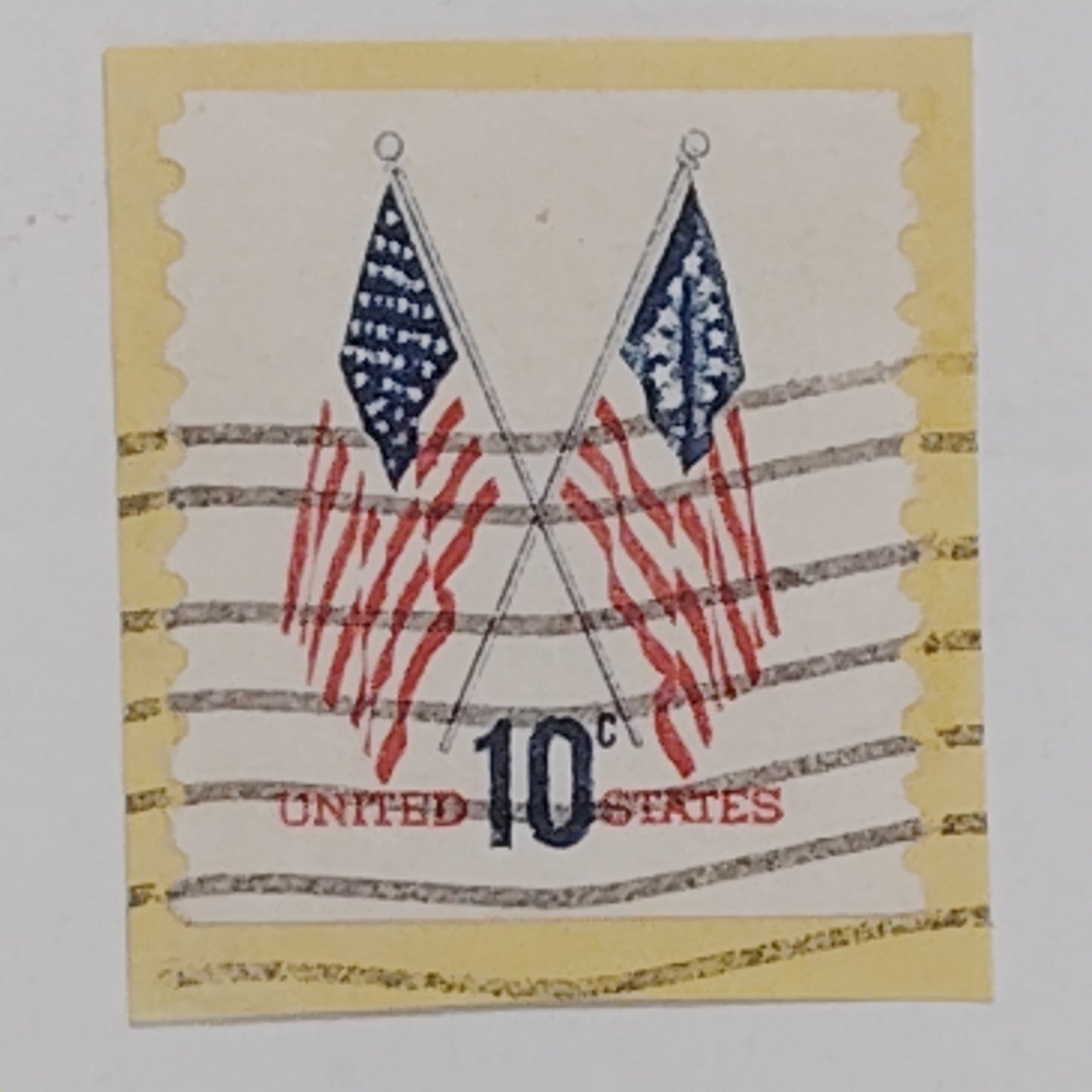 1973 U.S. 10¢ Crossed Flags Stamp – Used – Scott #1509, Vintage