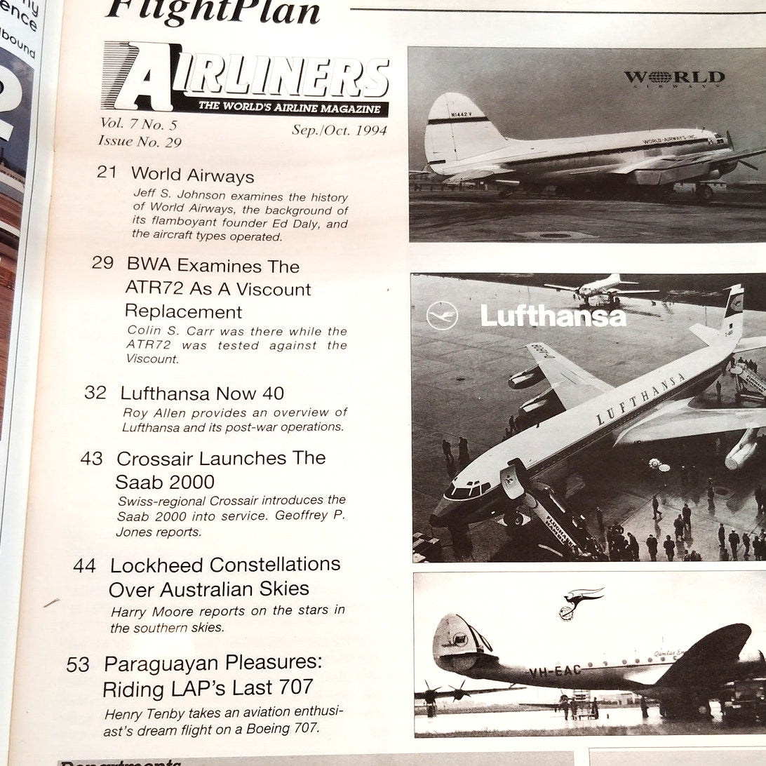 Vintage Airliners Magazine Sep/Oct 1994 - World Airways, Lufthansa, Boeing