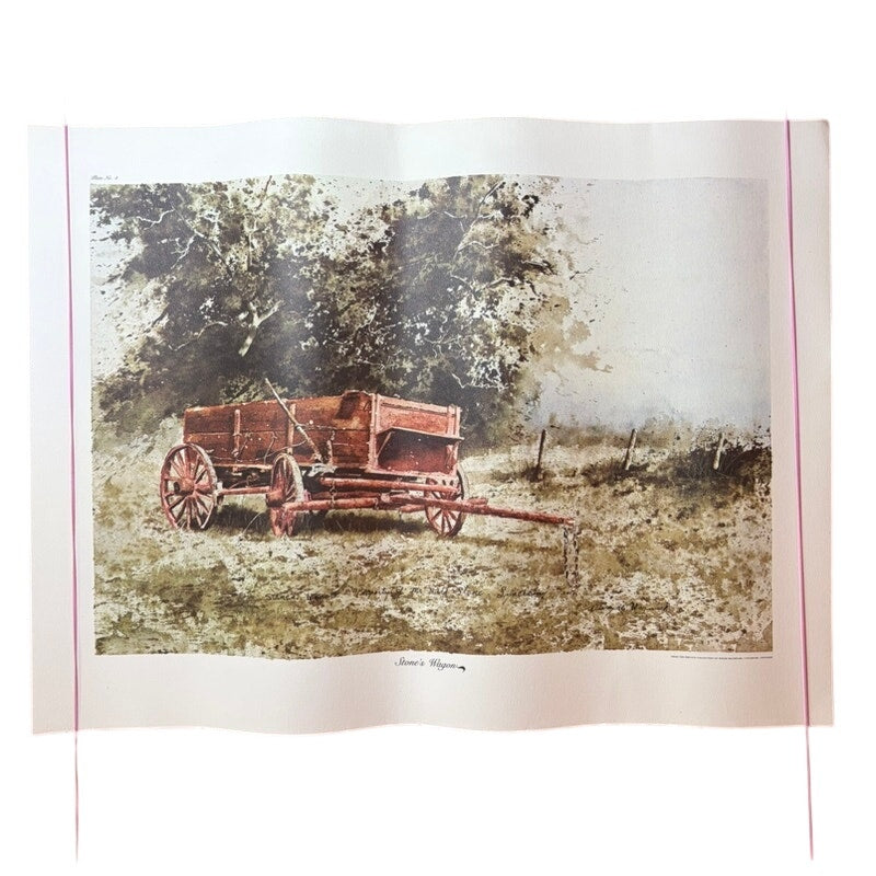VTG Dwayne Warwick “Stone’s Wagon” Lithograph Print Tennessee Squire Art 25x17.5