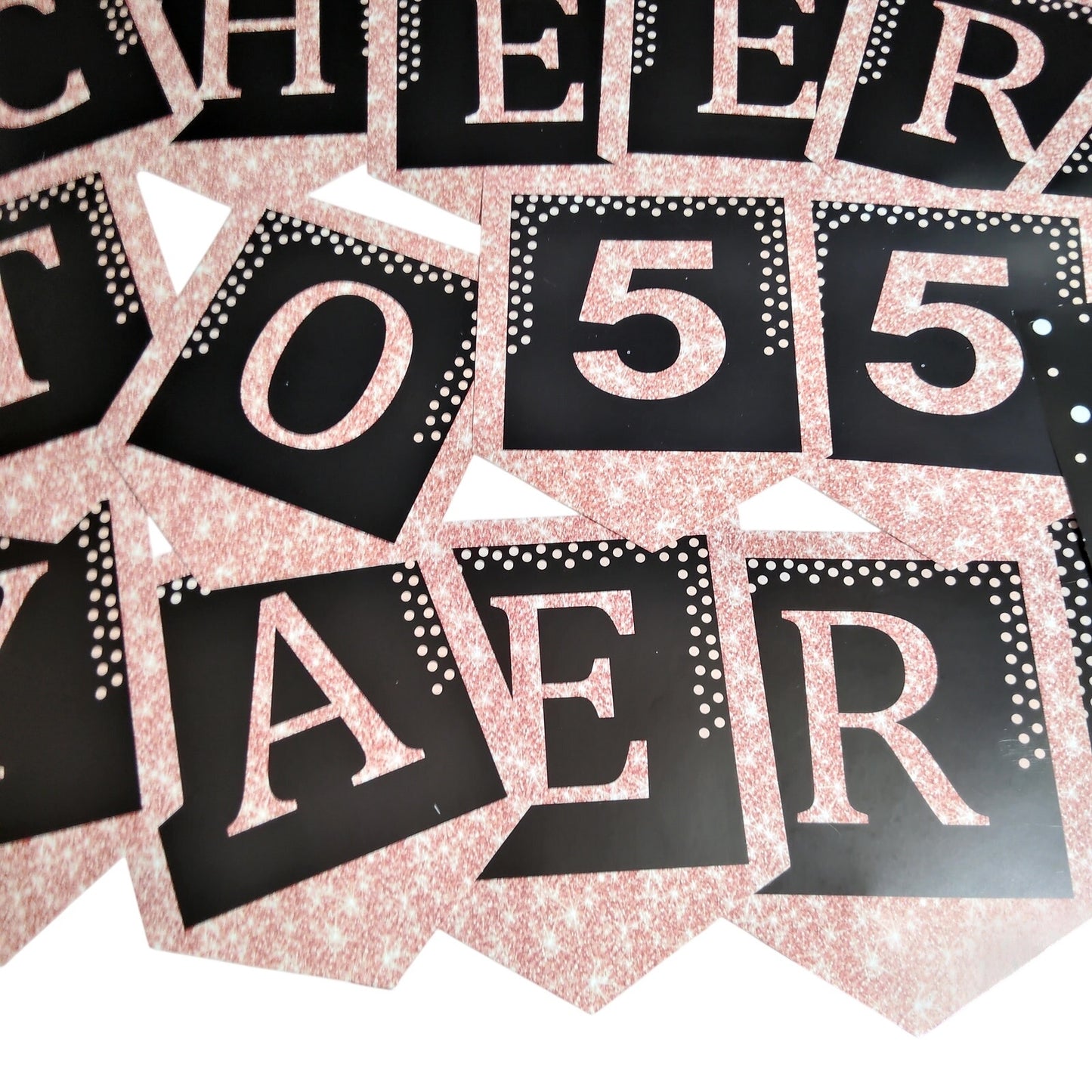 Cheers to 55 Years Cardboard Letter Banner 8" with Hanging Décor – NIP