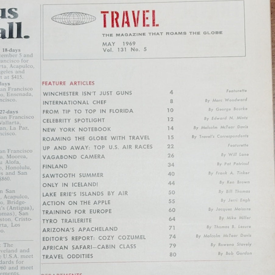 Vintage Travel Magazine May 1969 - Globe-Roaming Articles & Classic Ads