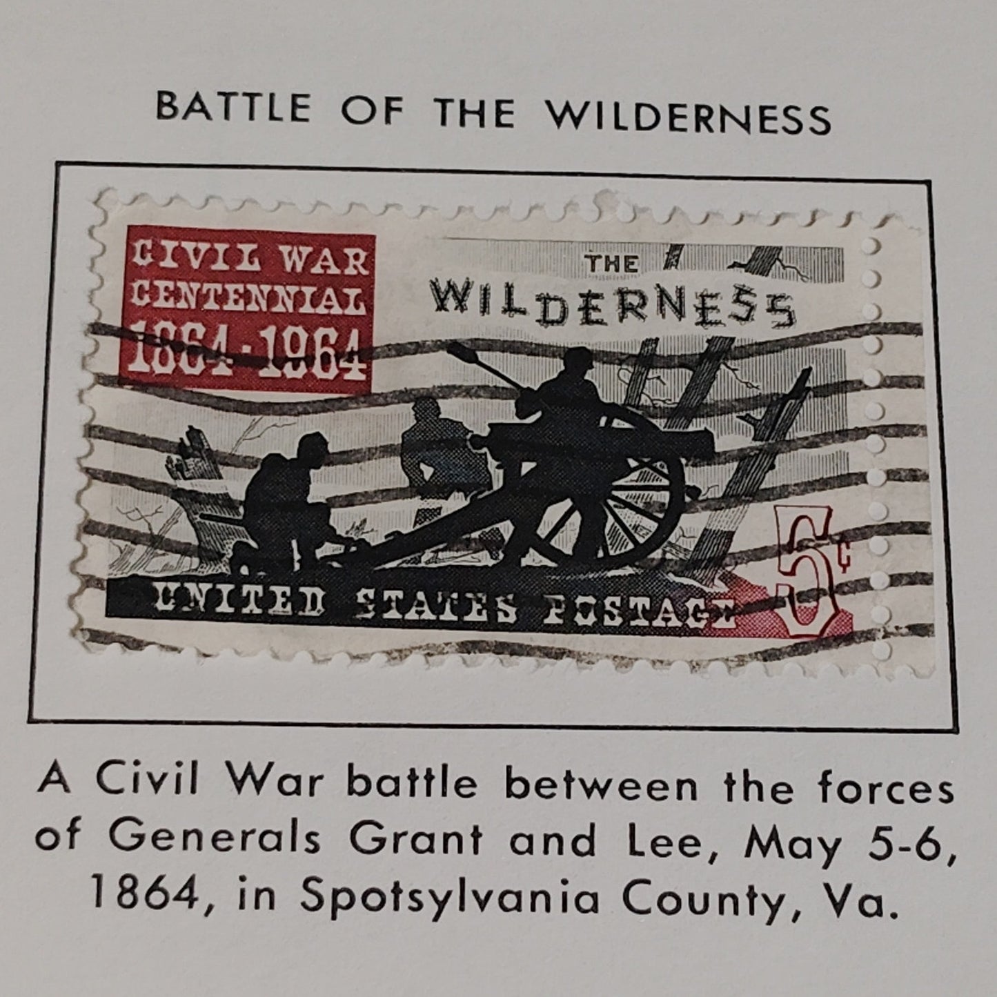 1964 Scott #1181 – 5¢ Battle of the Wilderness / Civil War Centennial – Canceled