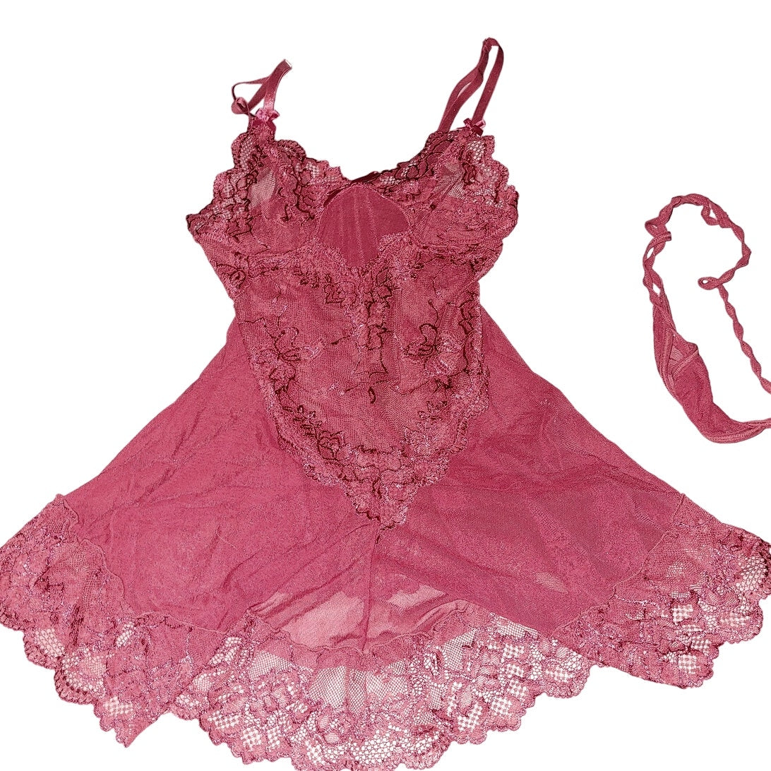 RSLOVE Babydoll Lingerie Lace Chemise Sexy Nightgown Sleepwear Dress, S