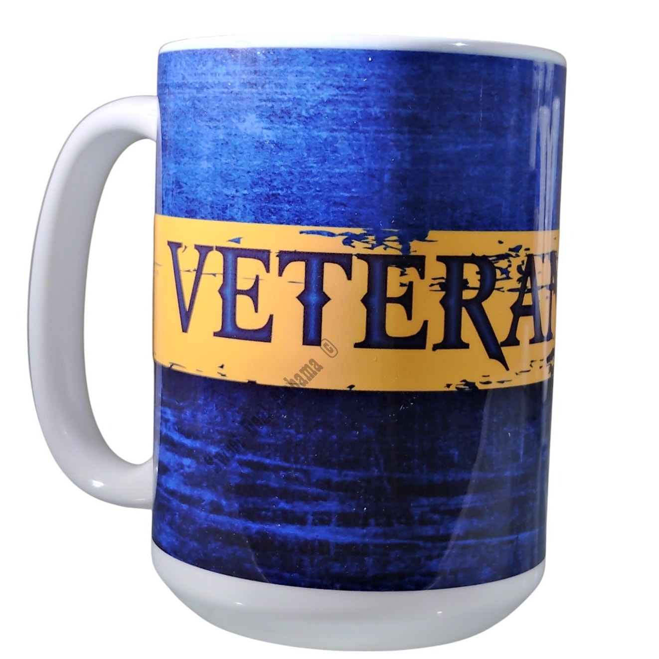 Orca Coatings Navy Veteran / Navy Emblem Ceramic Large Handled 12 Oz. Coffee Mug