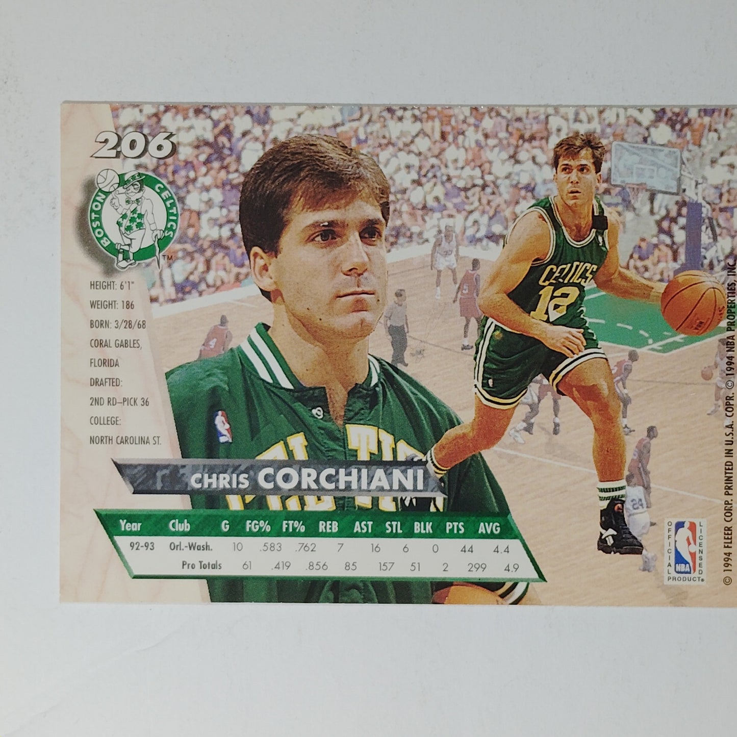 1993–94 Fleer Ultra Chris Corchiani #206 – Boston Celtics – Guard – NBA Card