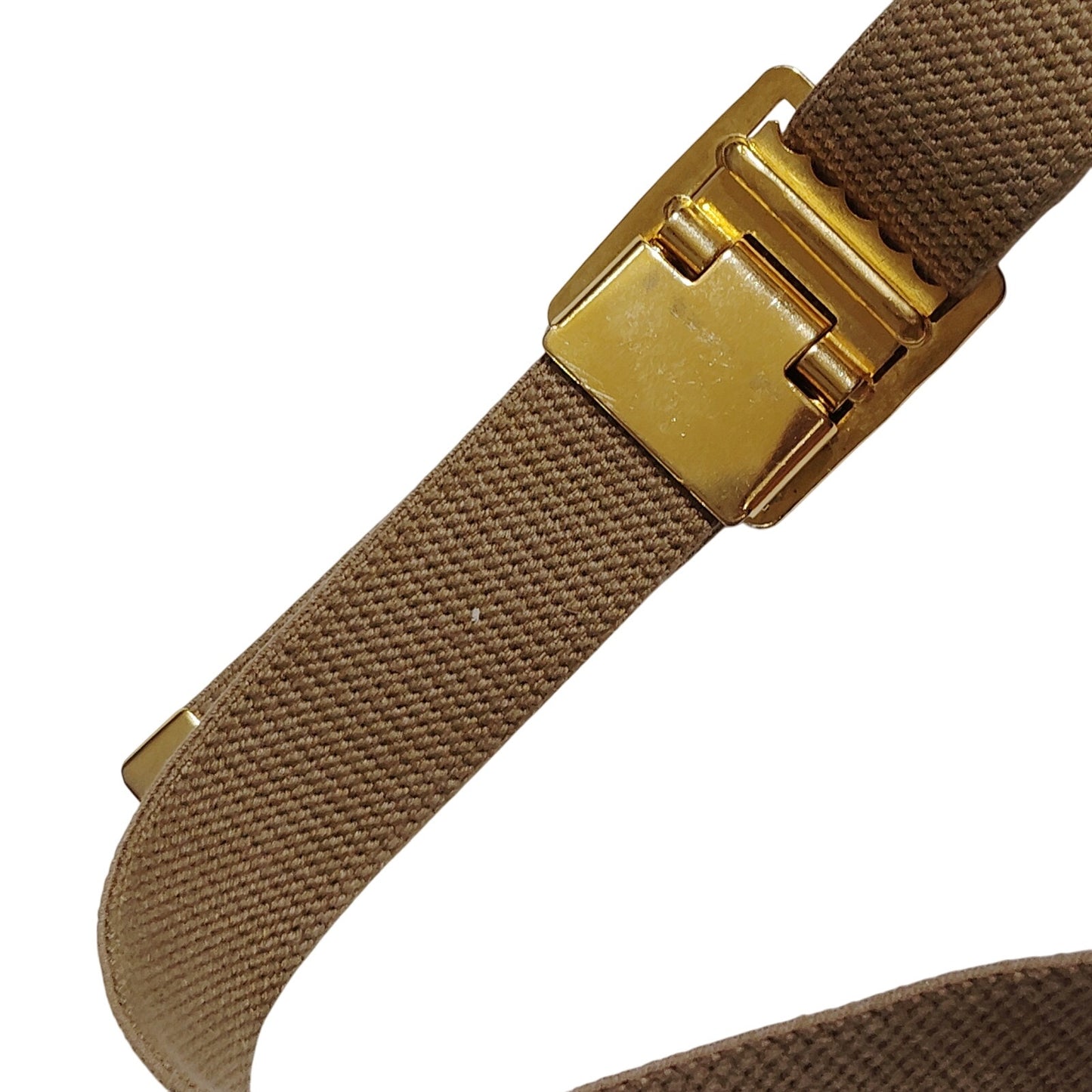 37" x 1-1/4" Khaki Web Belt – Slide Buckle, Marked U.S., PB (Premier Brass)