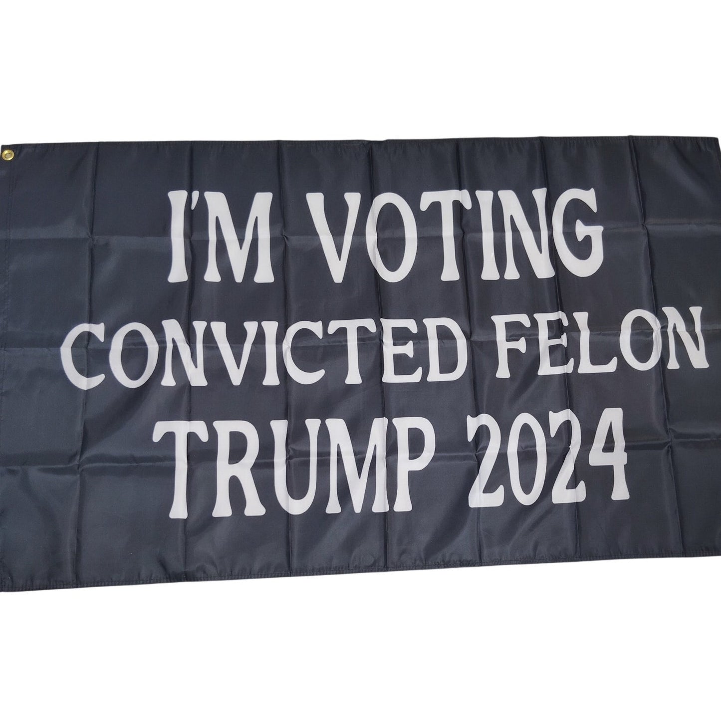 Voting Convicted Felon 2024 - Black White Text Flag 3×5 ft Poly Flag, Banner