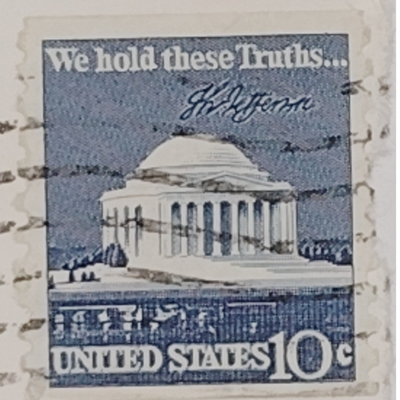 1973 Jefferson Memorial – Lot of 3 Used – 10¢ Stamp – We Hold These Truths…