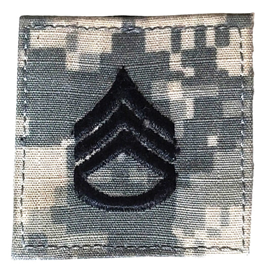 U.S. Army Staff Sergeant Cap Device, ACU Digital Camo, 2x2, Hook (-n-Loop) Back