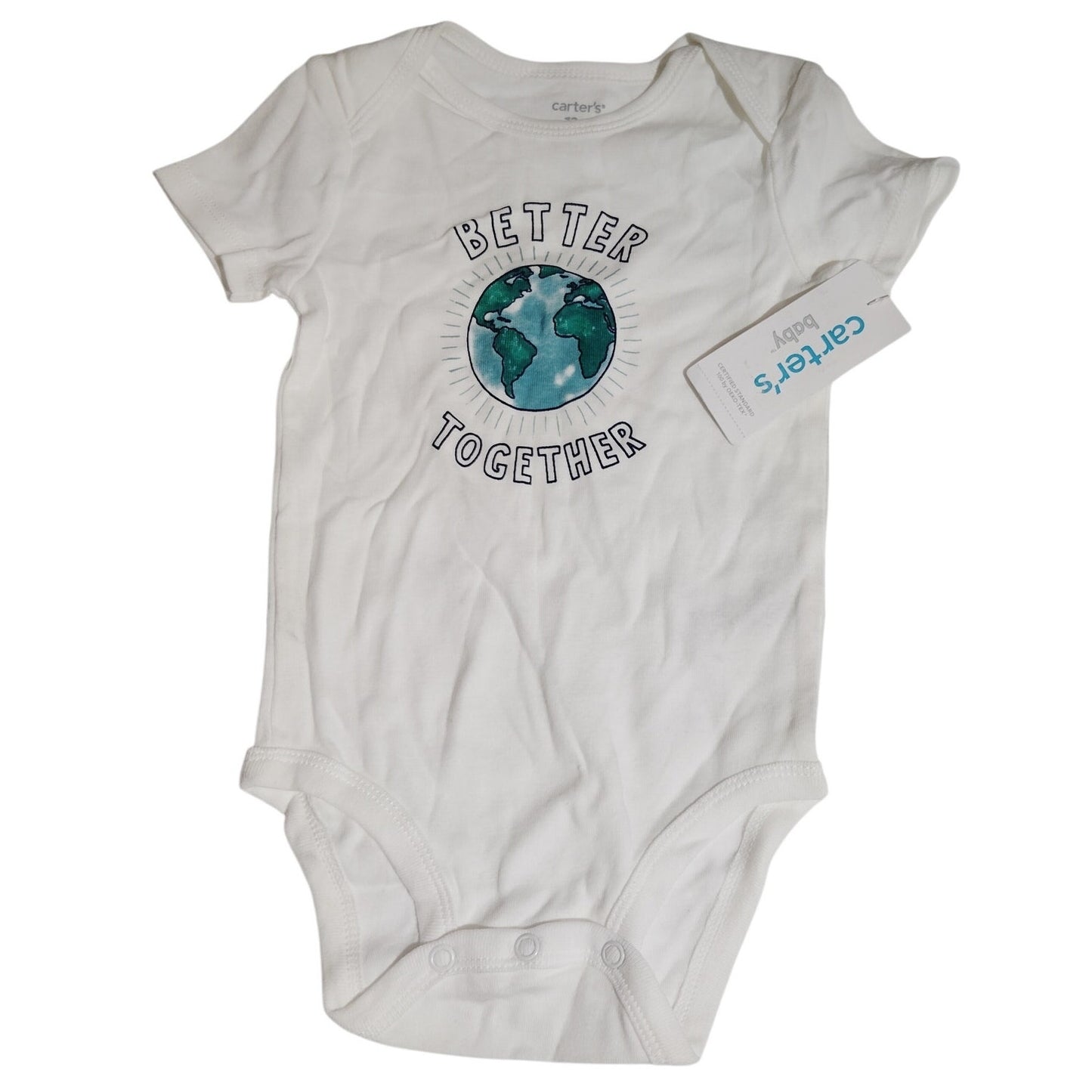 Carter’s Bodysuit – 12 Months – White - "Better Together" Earth Graphic