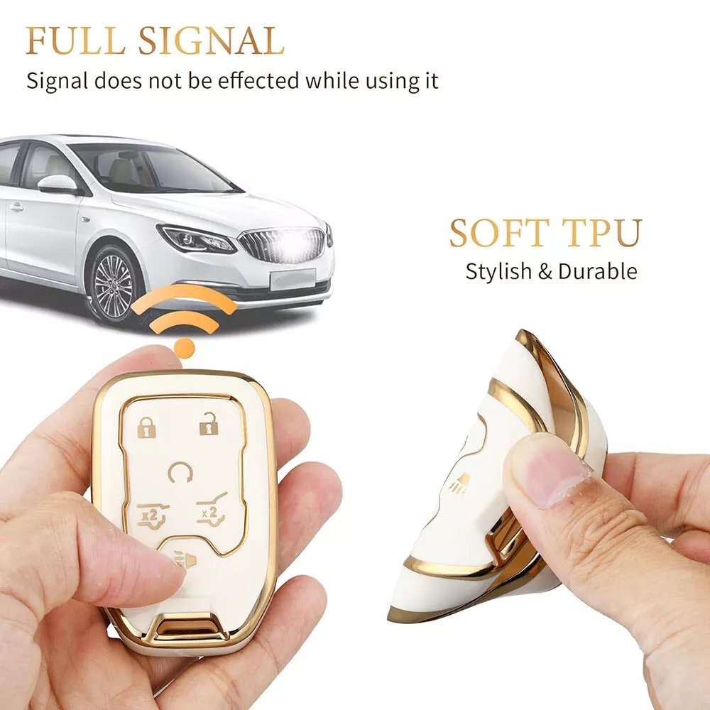 -Button Keyring & Key Fob Cover Fits Chevrolet Suburban Tahoe GMC Terrain Yukon