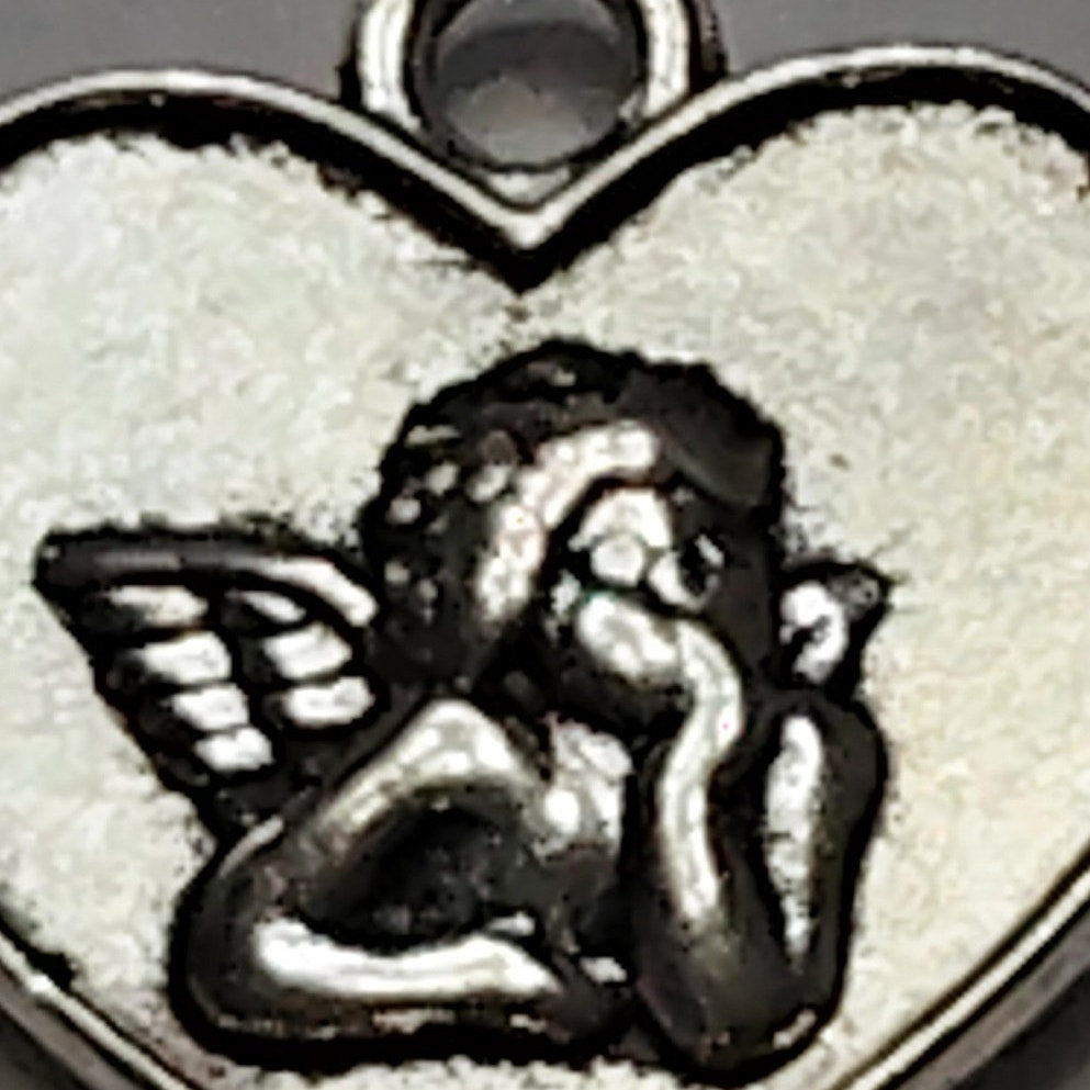 Heart‑Shaped Cherub Angel Pendant Silver‑Tone 5/8" Double‑Sided Charm Jewelry