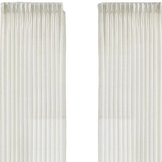 Off White/Cream Pinch Pleated Sheer 2 Panels 40"Wx90"L, Linen Cotton Blend