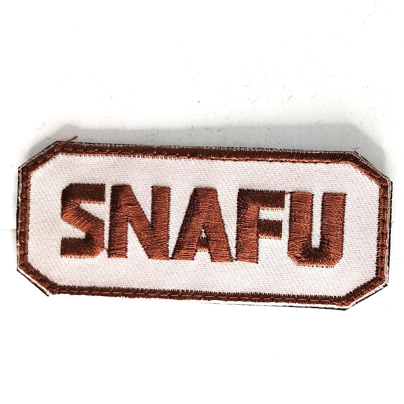 SNAFU Morale Patch Novelty Embroidered Brown on Tan 3" × 1‑1/4" Hook Back