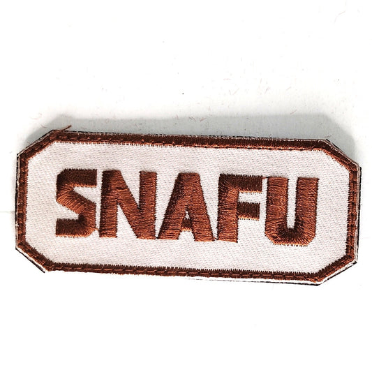 SNAFU Morale Patch Novelty Embroidered Brown on Tan 3" × 1‑1/4" Hook Back
