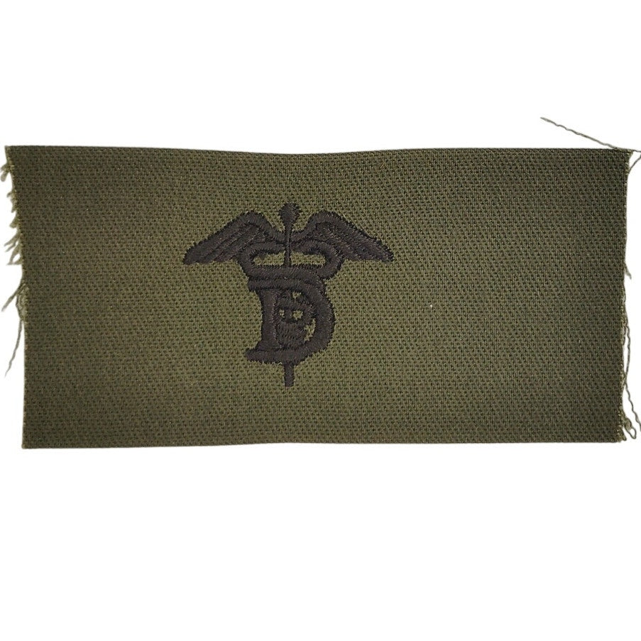US Army Medical Corps Subdued Patch Vietnam Era OD Green Twill 4" × 2"