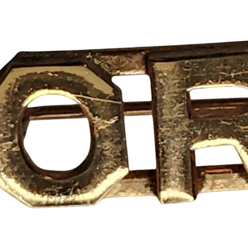Vintage "ORE" Lettering Army Navy Surplus Hat or Lapel Pin 1‑1/8" × 3/8"