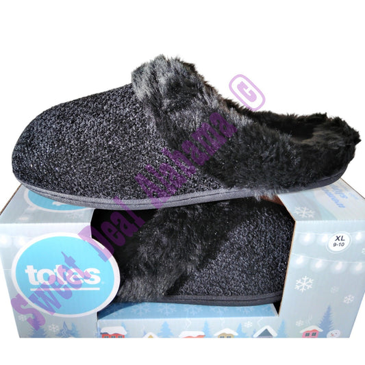 Totes Women's Cozy Slippers, Memory Foam Slippers, Size XL (9-10) , Black #35106