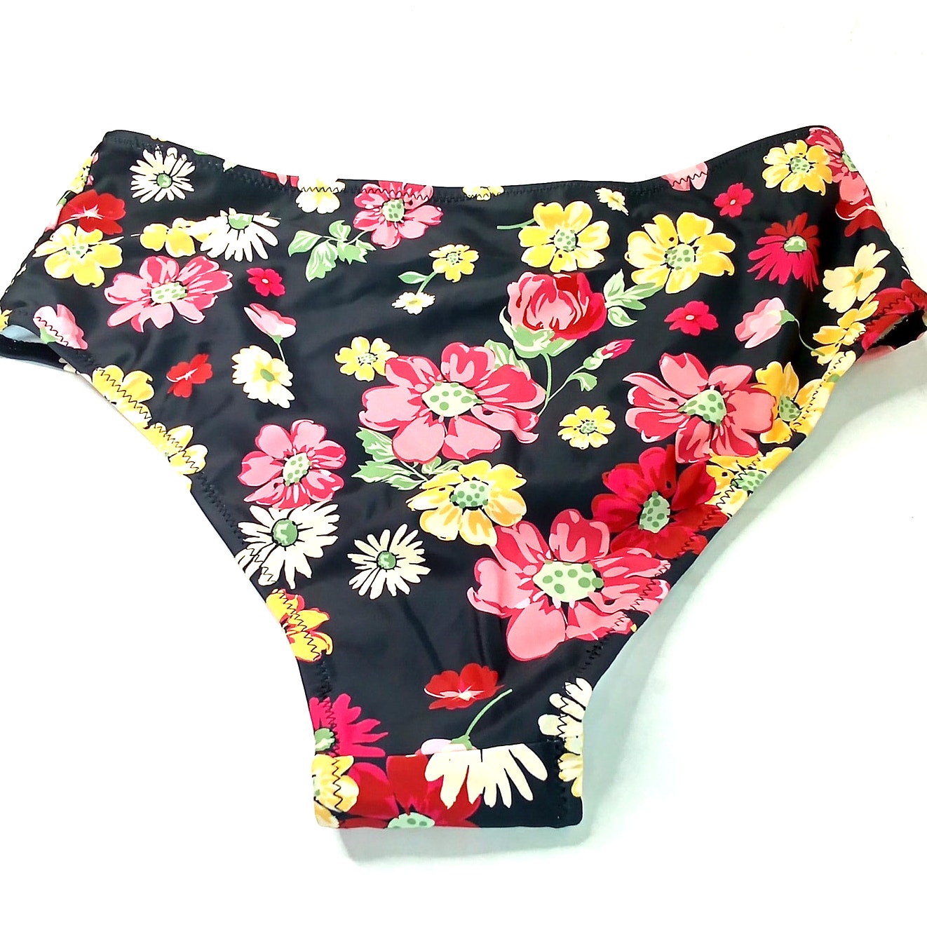 BeachSissi Black Floral High Waisted Bikini Bottoms Women’s Small