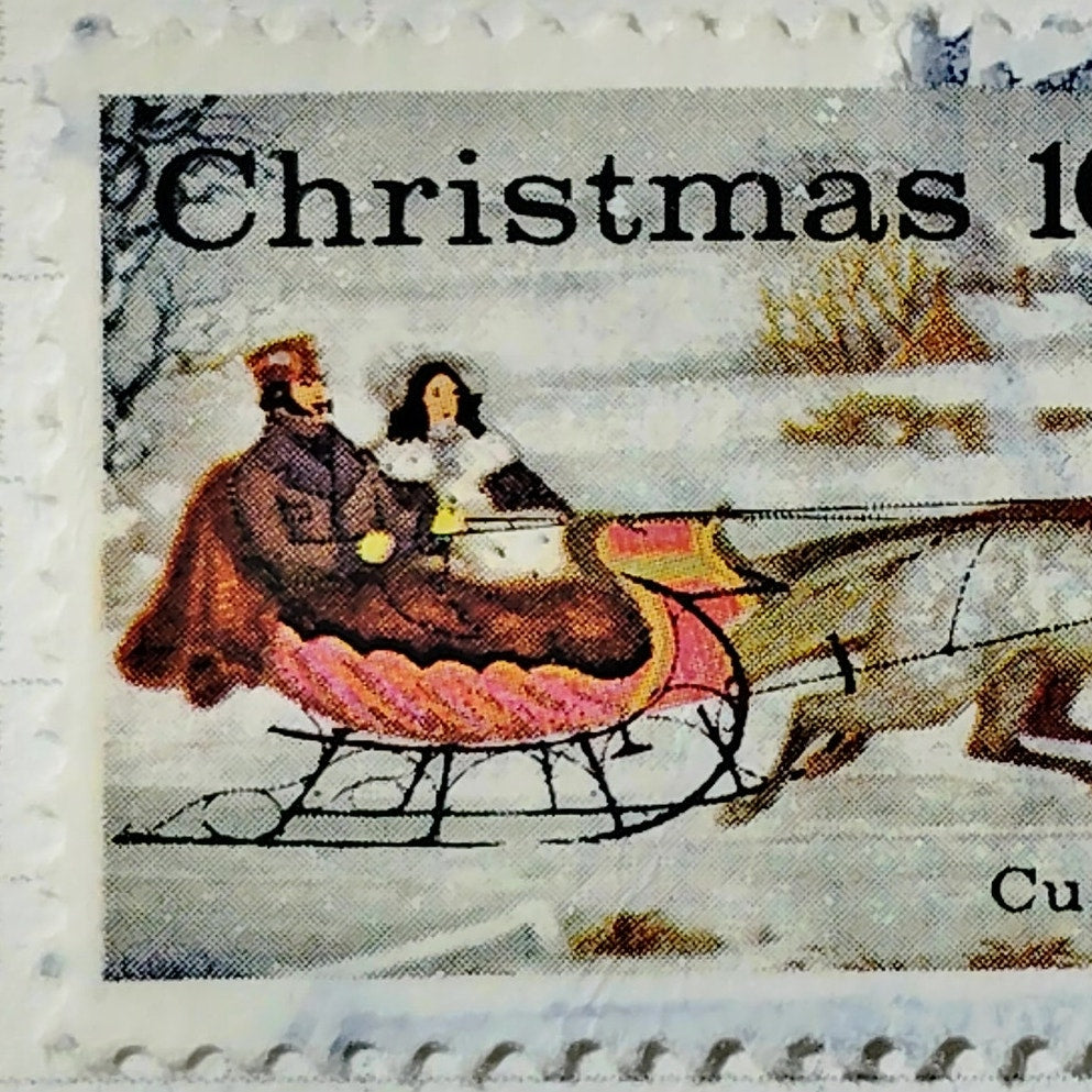 1974 U.S. Christmas 10¢ “The Road – Winter” Stamp – Currier & Ives – Used