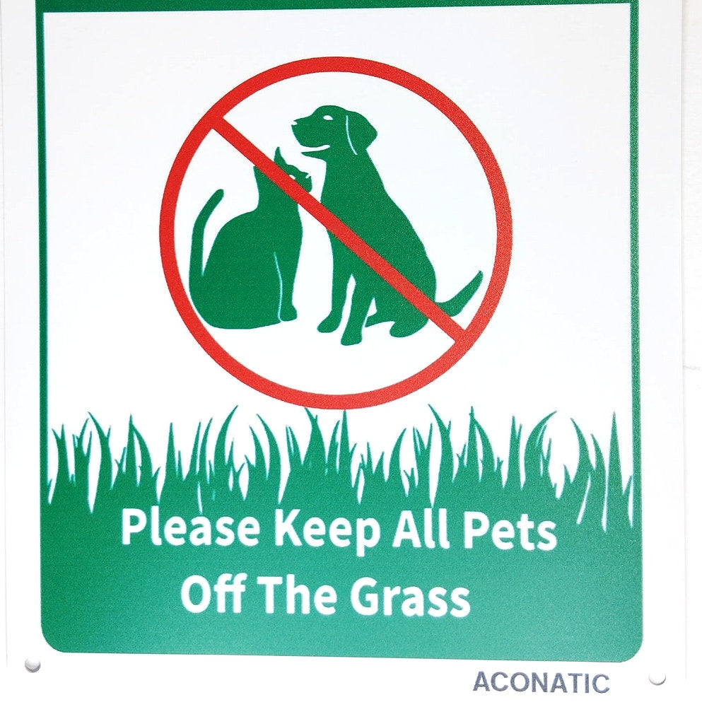 Pesticide Warning Tin Sign 12×8 Keep Pets Off Grass Green Safety Metal Decor
