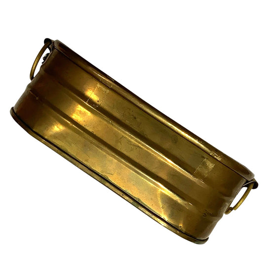 Brass Tub, 5-3/8"L x 3"W x 2"H (Excluding Rings on End) Made in India, EUC