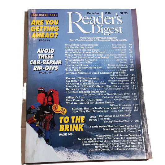 Reader's Digest Magazine December 1996 Vol. 149 No. 896 Vintage Back Issue