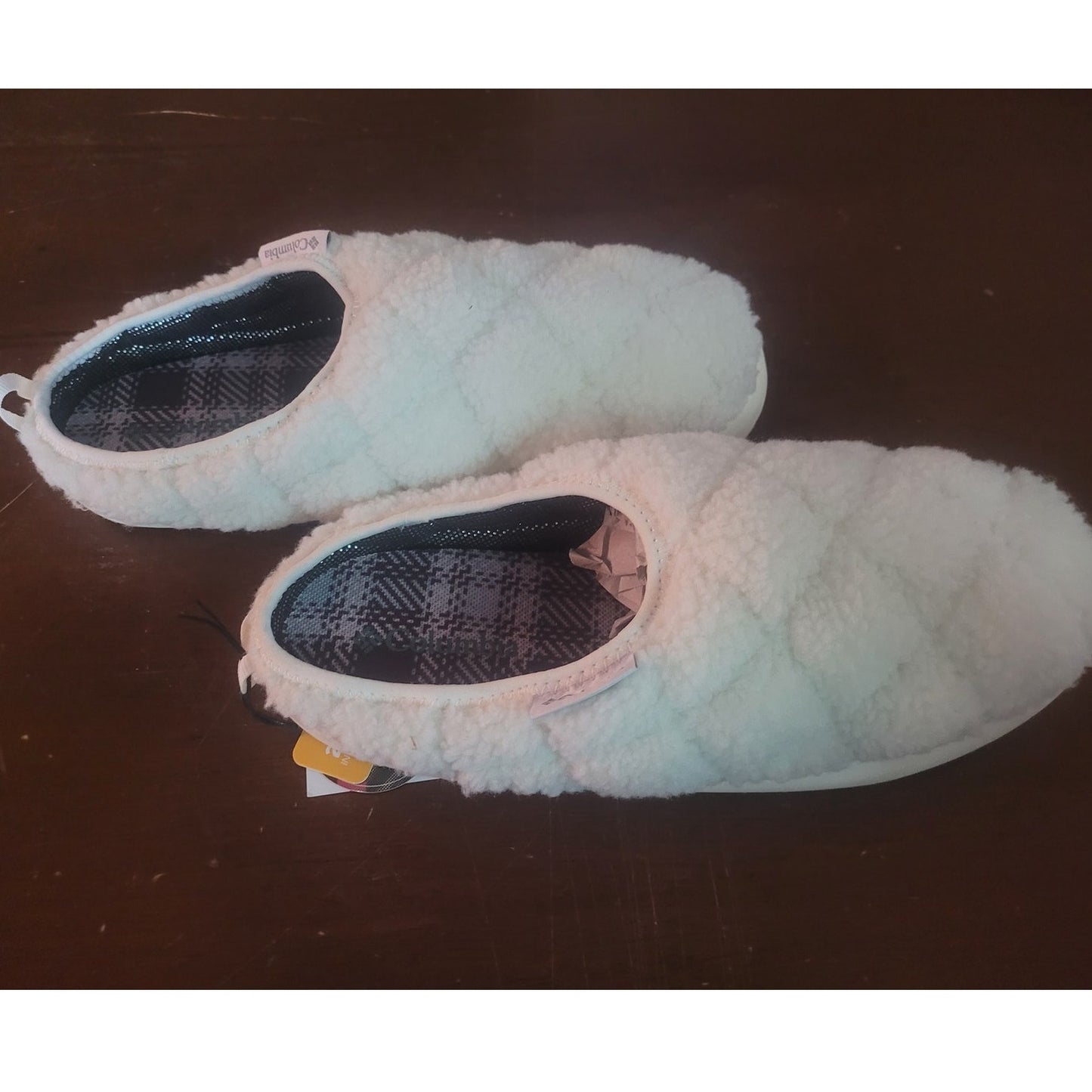 Columbia Cozy Cabin Camper – Sea Salt/Sedona Sage, Women’s 12, Omni-Heat Slip-On