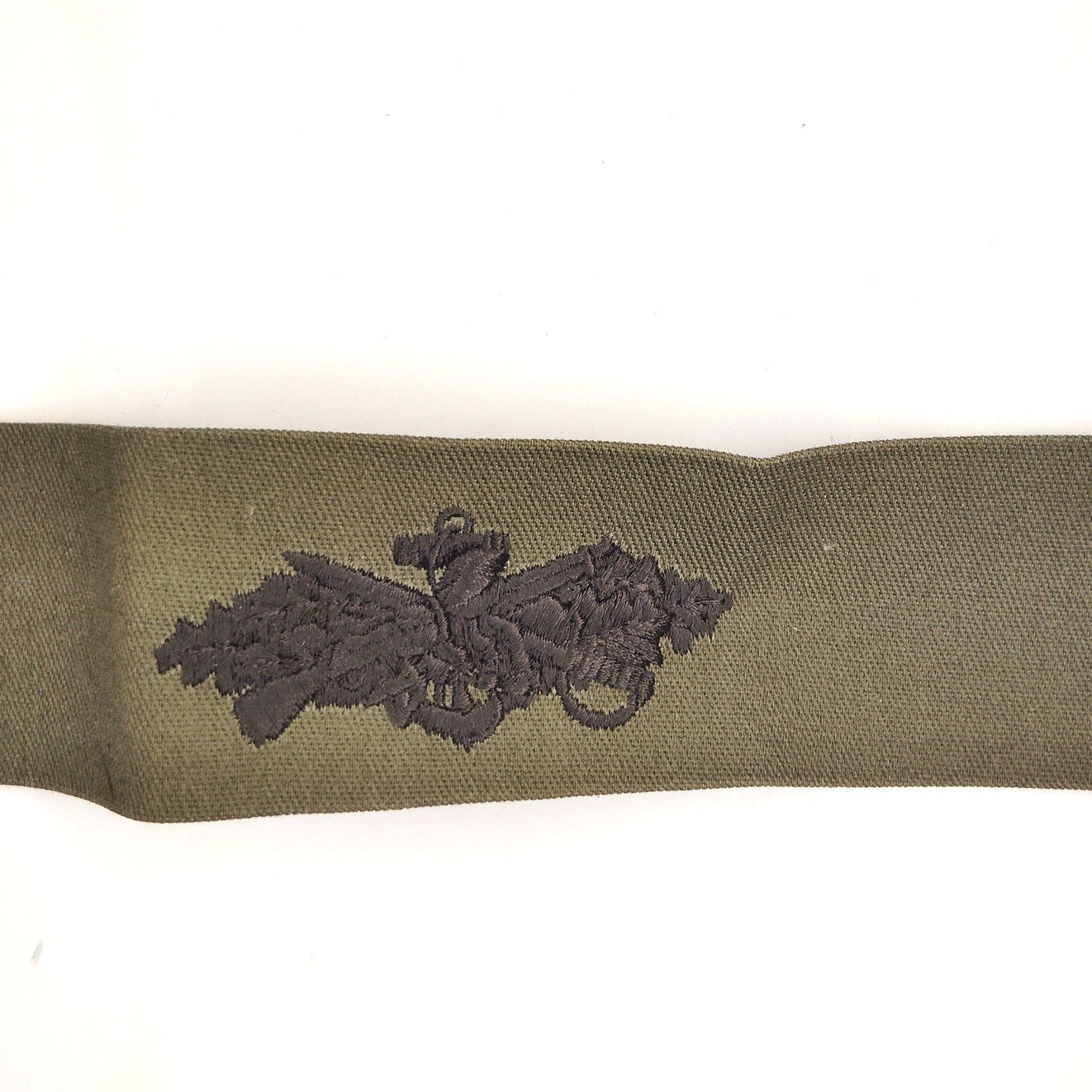US Navy Seabee Combat Warfare Subdued OD Green Badge Tape – Sew‑On 7‑3/4"