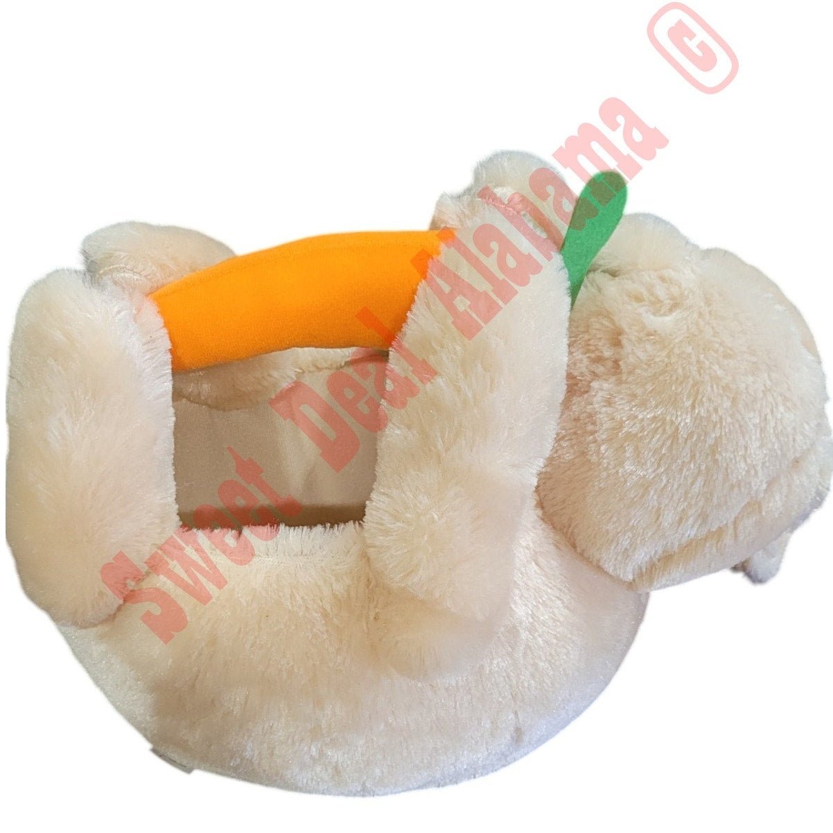 Happy Go Fluffy Plush Bunny Easter Basket with Carrot Handle 12"L x 8"H