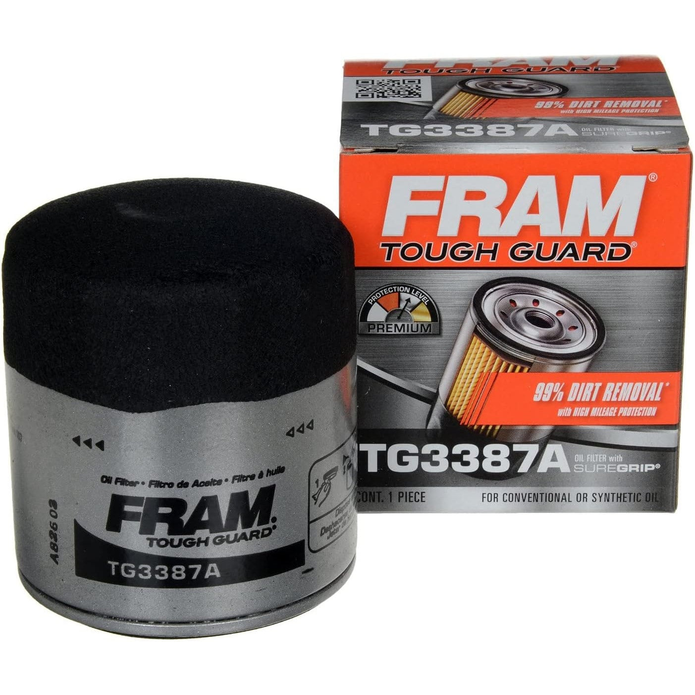 FRAM TG3387A Tough Guard Oil Filter – SureGrip, 15K‑Mile Protection