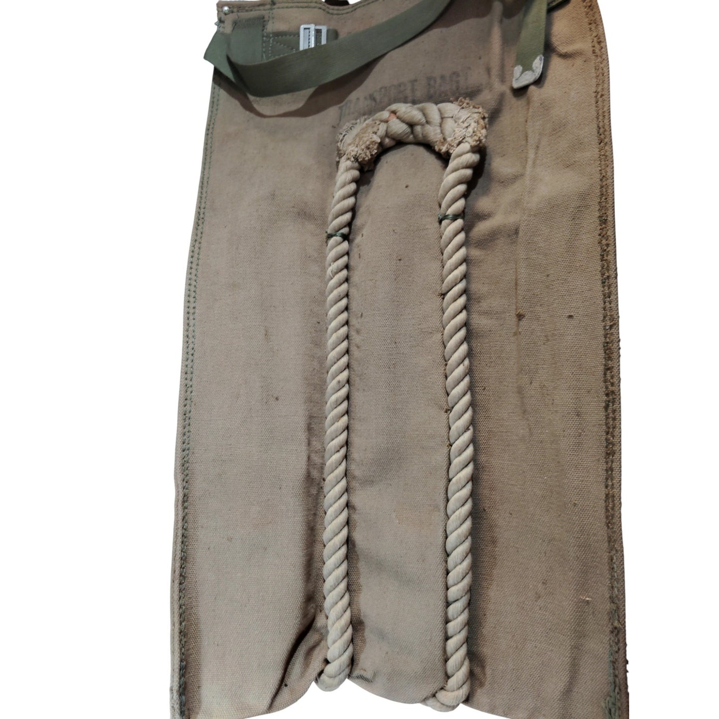 Vintage 1950's U.S. Army Canvas Transport Bag 17"x29" Rope Handle