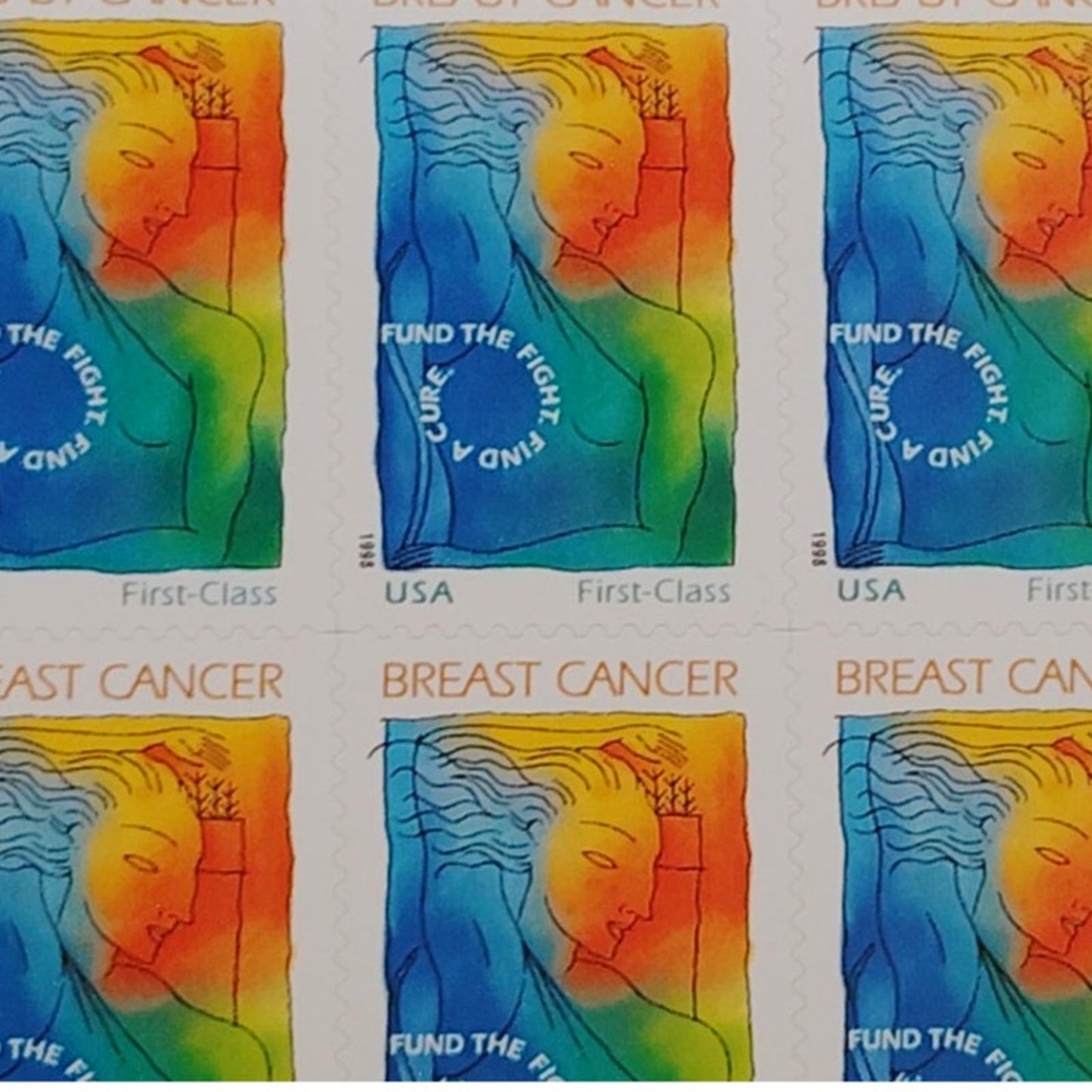 Block of 4 – 1998 USA 40¢ Breast Cancer Research MNH Scott B1 Semipostal