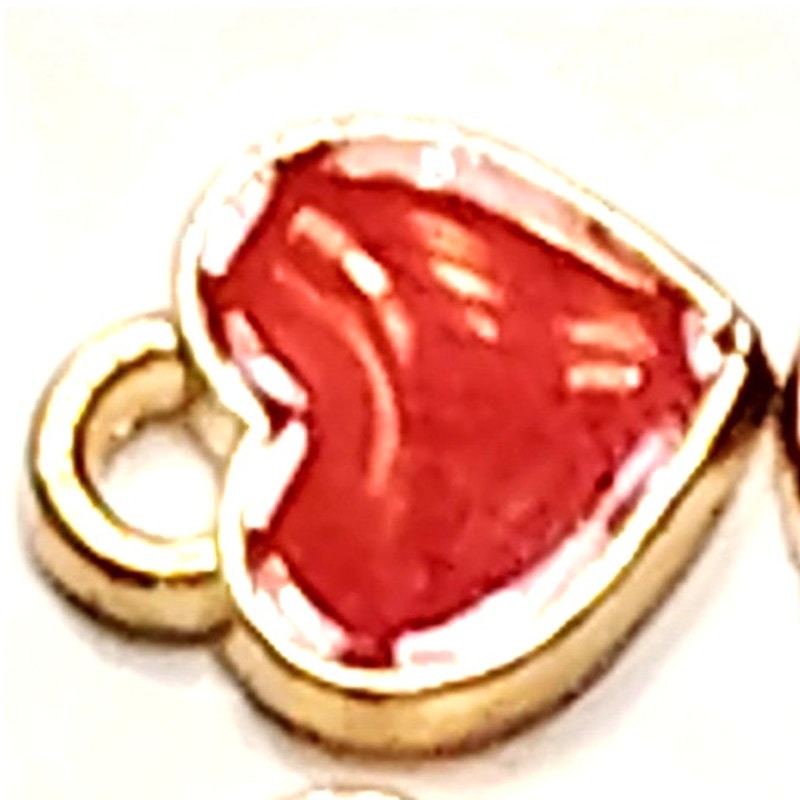 Heart Charms 4‑Pack Gold‑Tone Enamel Red White Pink Black 1/4" Jewelry Making