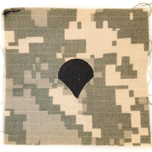 US Army Specialist E‑4 Rank Patch Black on UCP ACU – Sew‑On 3‑1/4" × 3"