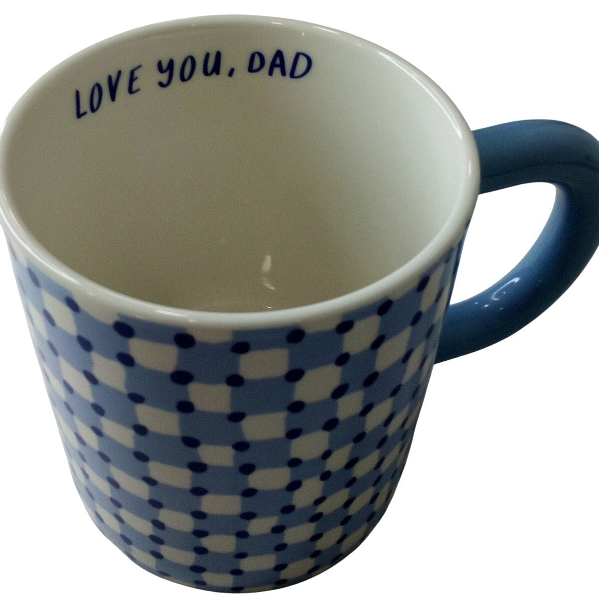 16oz Stoneware Checker Love You Dad Mug – Room Essentials Blue  w/ Large Handle