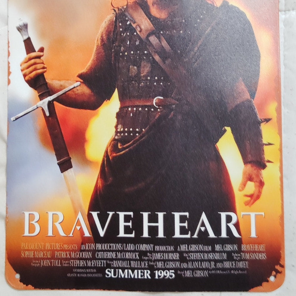 Braveheart – Mel Gibson Retro Tin Sign – 12x8 Metal Movie Poster – Summer 1995 Quote Edition