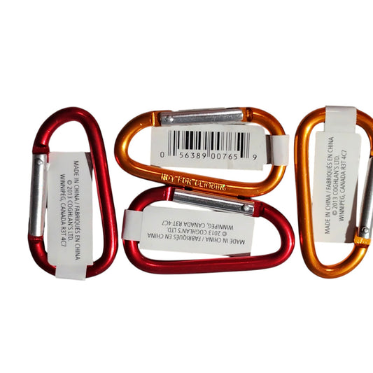 Coghlan’s 4-Pack 8mm Mini Carabiners 2 Red & 2 Orange - Not for Climbing