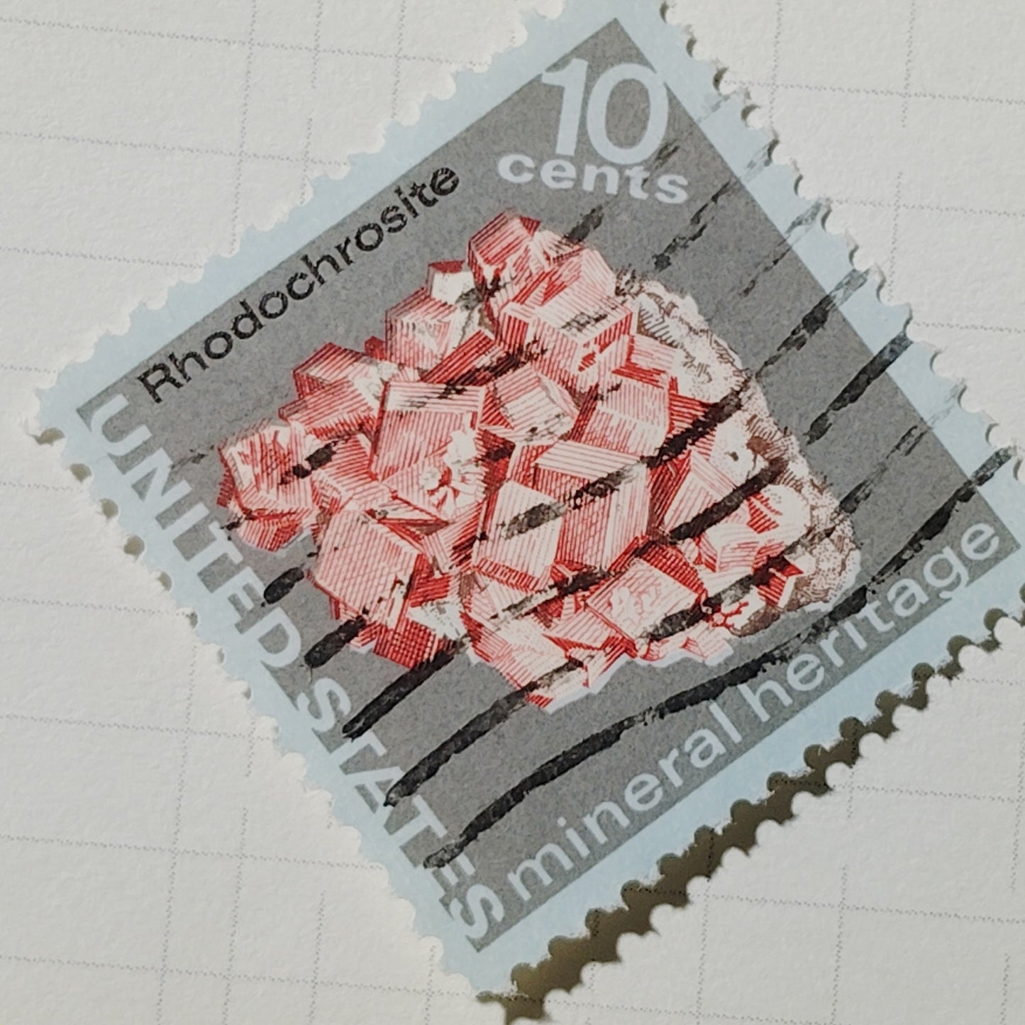 1974 US Postage Stamp Scott #1541 10c Mineral Heritage Rhodochrosite Canceled